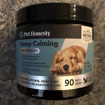 #ad PetHonesty Hemp Calming Max Strength Chews for Dogs All Natural 90 Ct 08 2024 $10.00