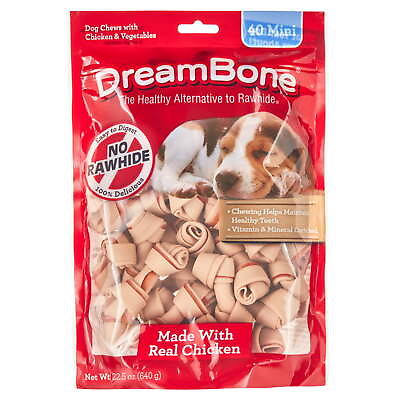 #ad DreamBone Chicken Flavored Rawhide Free Dog Chews Mini 22.5 Oz. 40 Count USA $22.54