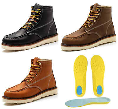 #ad Work Boot Men#x27;s 6quot; Soft Toe Wedge Boots for Construction Lightweight leather $79.99