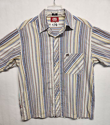#ad Ecko Unltd Shirt Mens Large Short Sleeve Button Up Collared $10.90