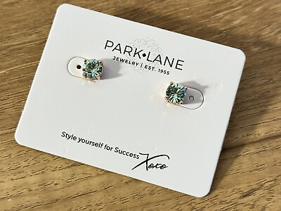 #ad Park Lane Pierced Earrings Studs Jeweled Aqua Blue Rhinestone Rose Gold Tone NEW $22.74