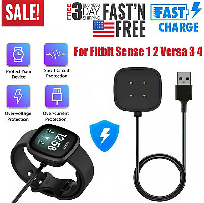 #ad USB Charging Dock Station 3FT Cable Cord Charger for Fitbit Versa 3 4 Sense 1 2 $6.65