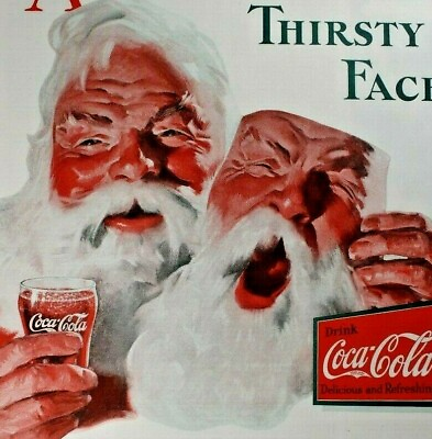 #ad C.1933 Coca Cola Soda. Santa Claus. NRA Member Tired Thirsty Face. Christmas VTG $9.00