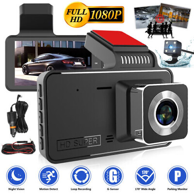 #ad 1080P HD Car DVR Camera Dual Lens Dash Cam Video Recorder G Sensor Night Vision $24.94
