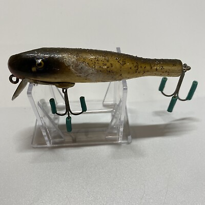 #ad VINTAGE FISHING LURE WOODEN PAW PAW JUNIOR PIKE SILVER FLITTER $12.99