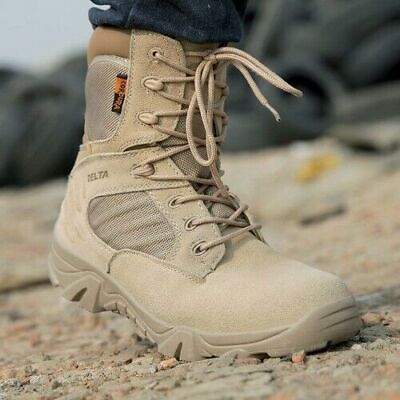 #ad Men#x27;s Work Shoes Genuine Leather Waterproof Lace Up Tactical Boot Fashion Combat $97.53