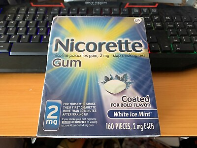 #ad Nicorette Nicotine Gum 2 mg White Ice Mint 160 ct exp 2025 $49.95