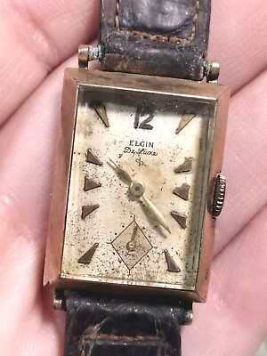 #ad Vintage Elgin De Luxe Men#x27;s Wristwatch Gold Filled $52.00