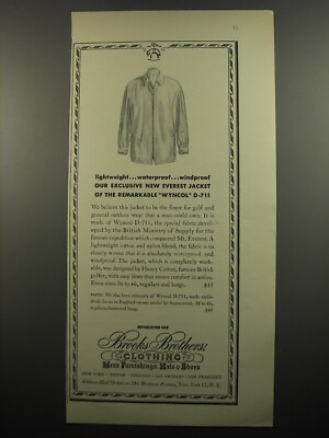 #ad #ad 1955 Brooks Brothers Everest Jacket Ad Lightweight.. waterproof.. windproof $19.99