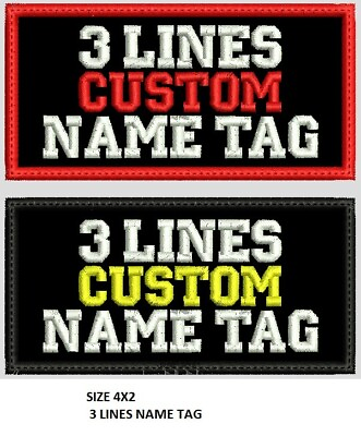 #ad 3 LINES CUSTOM EMBROIDERED NAME TAG FAST SHIPPING USA SELLER $4.50