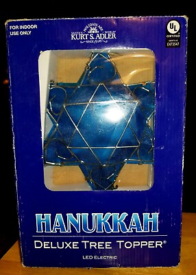 #ad Kurt S. Adler Hanukkah 13quot; Deluxe Tree Topper Blue amp; Silver *New in Box* $34.99