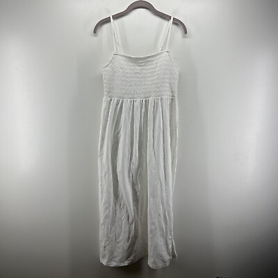 #ad Old Navy Dress Womens Medium White Smocked Cami Boho Beach Maxi Empire Waist $25.00