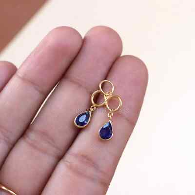 #ad Blue Sapphire Cabochon Solid 18K Gold Charms Gift For Mother#x27;s Charms Pendant $92.47