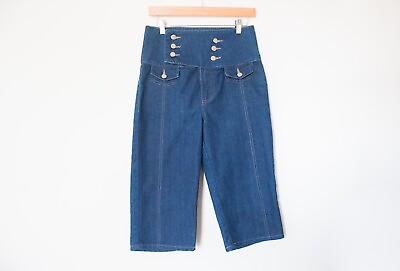#ad What’s Hot…Stretch Vintage 00s Ultra High Waist Dark Wash Capri Jeans Size 8 $40.00