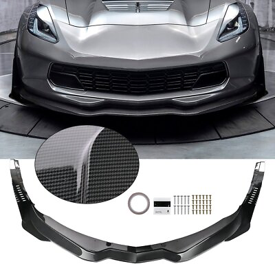 #ad For Corvette C7 Z06 Z51 Stingray CARBON FIBER Front Lip amp; Side Winglet 2014 2019 $239.99