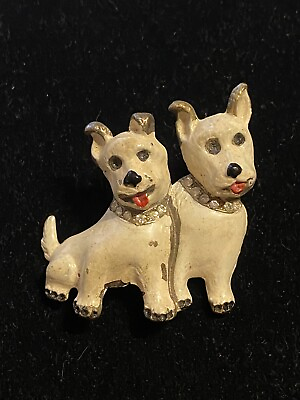 Vintage two white terrier dogs with rhinestone collars $17.00
