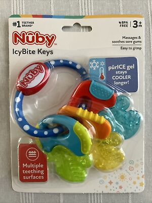 #ad NEW Nuby Ice Gel Multiple Teething Surfaces Teether Keys Muilticolored $7.99