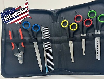 #ad Professional Dog Cat Grooming scissors round head toe nail clippers kit 6 pz $8.99