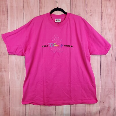 #ad Vintage 90s Disney Walt Disney World Shirt Sz XL Pink Embroidered Logo $18.55