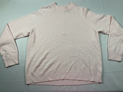 #ad Pink Sweater Crew Neck Large L Soft Zipper Preppy Long Sleeve Pullover Lightweig $13.84
