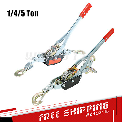 #ad 5 Ton Hand Puller Heavy Duty Winch Pull Hoist Come Along Cable 3 Hooks 2 Gear US $42.88