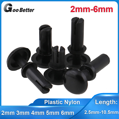 #ad Black Car Plastic Nylon Push Pin Rivet Trim Clips Fastener 2mm 3mm 4mm 5mm 6mm $3.85