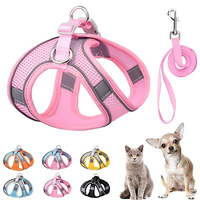 #ad Soft Small Dog Harness and Leash Set Step in Air Mesh Puppy Harness Leash Eas... $16.44