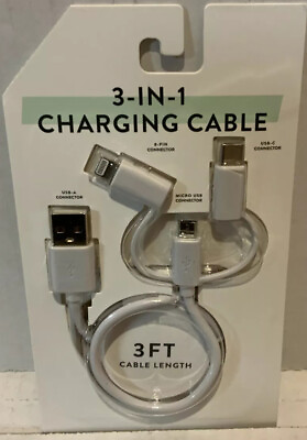 #ad 🍇 Vivitar 3 in 1 charging cable 3ft Cable Length. LOT Of 2 👌🆕‼️ $15.99