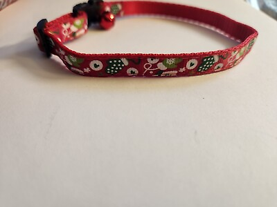 #ad BRAND NEW Adjustable Christmas Pet Collar Red w Christmas Trees and Red Bell Sm $11.00