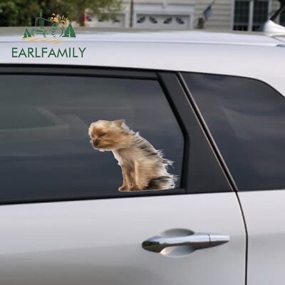 #ad EARLFAMILY 5.1”Auto Car Sticker Yorkshire Terrier Dog Blowing In The Wind decals $3.99