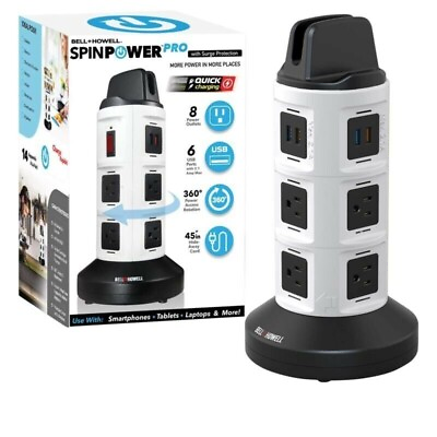 #ad Bell amp; Howell Deluxe Spin Power Pro Charging Station w 8 AC amp; 6 USB Outlets $41.80