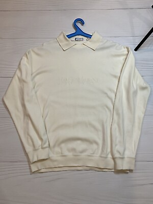 #ad Vintage Ysl 90s Big Logo polo Sweatshirt Stillout Milk Colour Medium Luxury Y2k $110.00