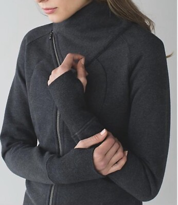 #ad Lululemon Cozy Cuddle Up Jacket Womens Sz 6 Black Sweater Zip Pockets Mock Neck $44.99