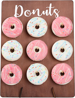 #ad Donut Wall Display Stand Wood Reusable Rustic Doughnut Board Holder for Baby Sh $24.43