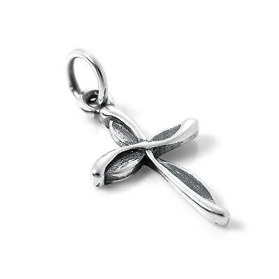 #ad Sterling Silver Twisted Cross Charm Christian Charms Religious GBP 8.65
