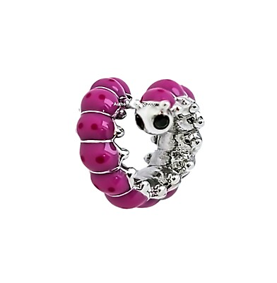 #ad New 100% Authentic PANDORA 925 Ale Pink Cute Curled Caterpillar Charm 790762C01 $34.00