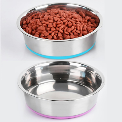 #ad Stainless Steel Dog Bowls 8 Cups Non Slip Rubber Bottom Dog Dishes Deep Food G $25.86