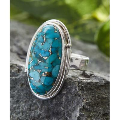 #ad Blue Copper Turquoise Ring 925 Sterling Silver Ring Boho Ring All Size BM 214 $15.20