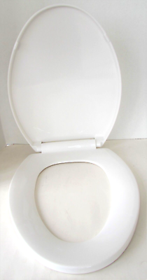 #ad Toilet Commode Seat amp; Lid Elongated Slow Soft Close White Plastic Bathroom $22.97