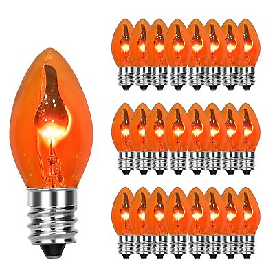 #ad 25 Pack Orange Flame Light Bulbs120V 1W Orange Light Candle Light Bulbs with... $21.96