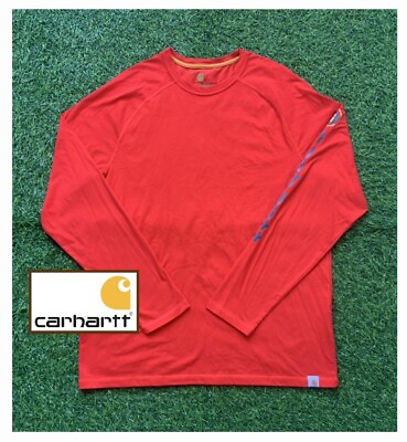 #ad Carhartt Relaxed For Force Long Sleeve T Shirt Red Men’s Large GREAT CONDITION $22.95