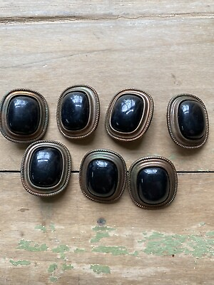 #ad Lot of 7 Large Copper amp; Black Buttons “1 Lovely $9.90