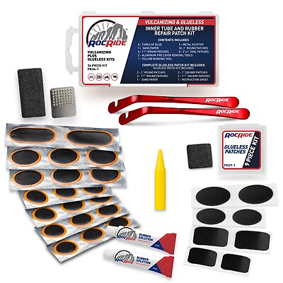 #ad RocRide 36 PC Bike Inner Tube Repair Kit with Vulcanizing and Glueless Patches $14.98