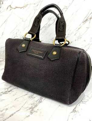 #ad YVES SAINT LAURENT Handbag Boston Bag Logo Canvas Black women#x27;s USED FROM JAPAN $265.00