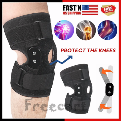#ad Knee Brace Hinged Compression Sleeve Joint Support Open Patella Stabilizer Wrap $13.25