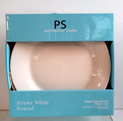 #ad New Portmeirion Studio Set of 4 salad plates Serene White Round $19.95