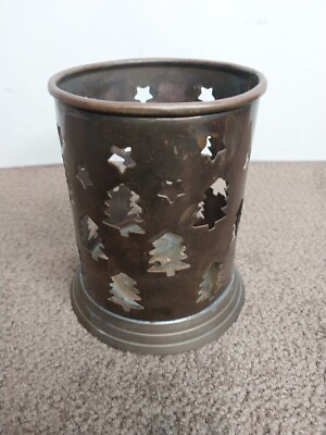 #ad Brass Tea Candle Holder Christmas tree Stars Made in India $11.99