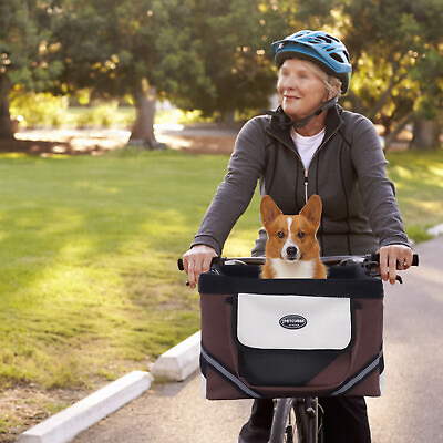 #ad Dog Bike Basket Folding Bicycle Carrier Detachable Front Basket for Small Pet US $44.90
