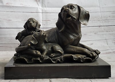 Labrador Retriever Dog Puppies Ornament Lost Wax Method 100% Real Bronze Statue $499.00