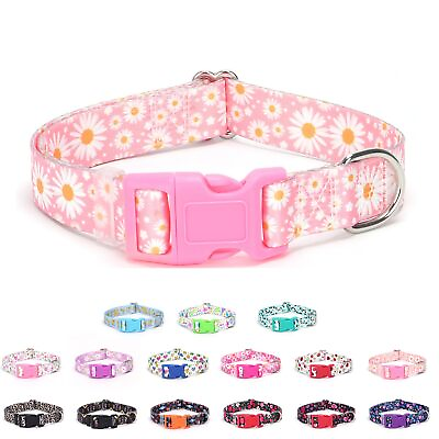 #ad #ad Pink Dog CollarsCute Girl Dog Collar with Daisys PatternsAdjustable Nylon Com... $17.28